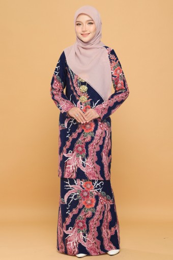 Rafflesia Kurung Moden Batik Navy Blue