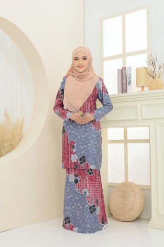 Milea Kurung Moden Maroon Grey