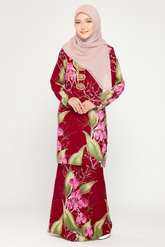 Orked Kurung Moden Batik Maroon