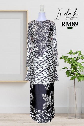 Indah Kurung Moden Batik Black