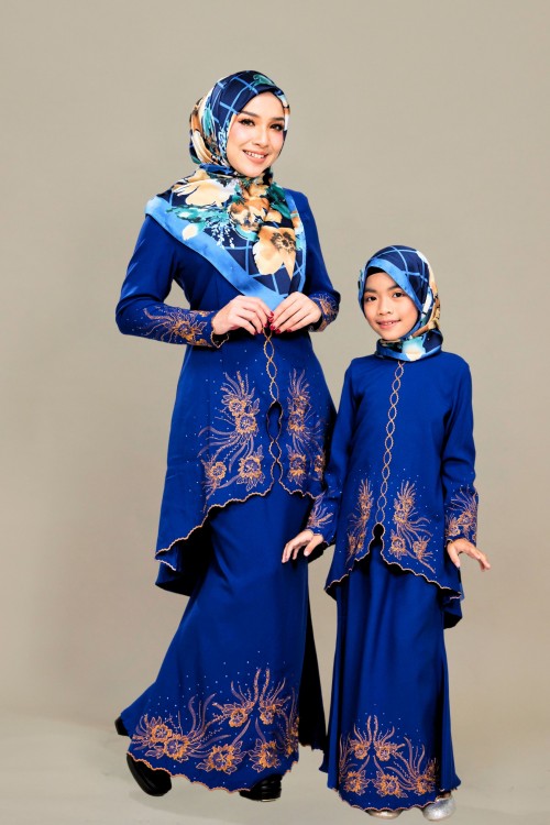 Charlene Kurung Sulam Kids Royal Blue