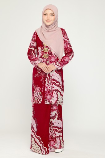 Seroja Kebarung Batik Ironless Maroon