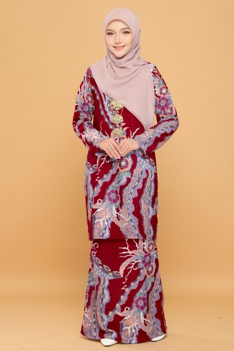 Rafflesia Kurung Moden Batik Maroon