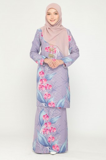 Orked Kurung Moden Batik Lilac