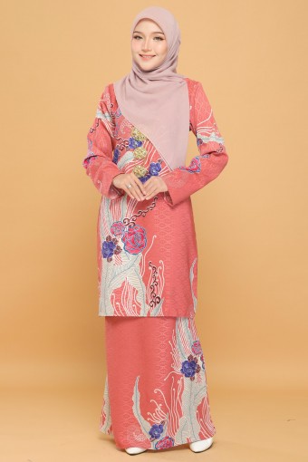 Mawar Batik Kurung Moden Dusty Peach
