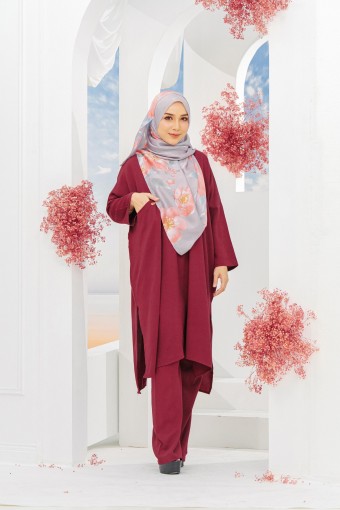Khalilaa Kaftan Suit Maroon