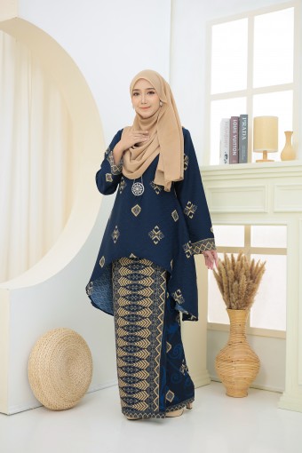 Qaleeda Kurung Kaftan Navy Blue