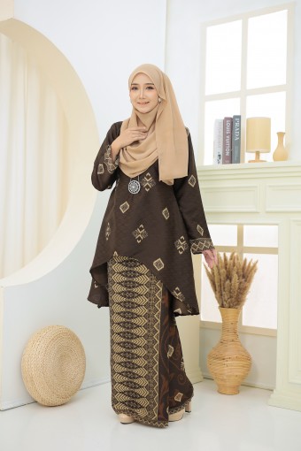 Qaleeda Kurung Kaftan Dark Choco