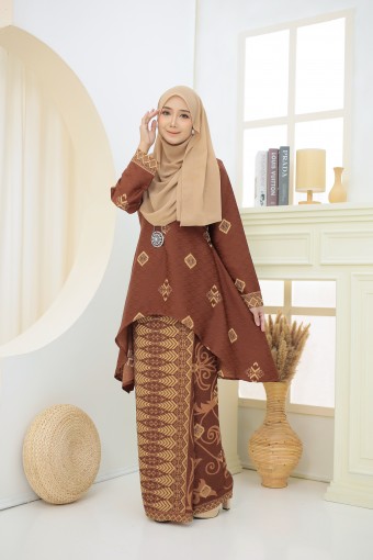 Qaleeda Kurung Kaftan Cinnamon Brown