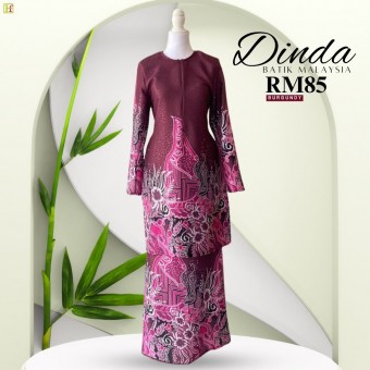 Dinda Kurung Batik Malaysia Burgundy