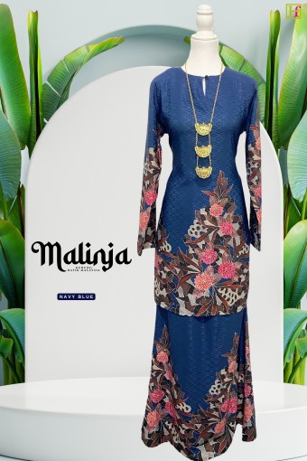 Malinja Kurung Batik Malaysia Navy Blue