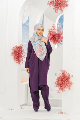 Khalilaa Kaftan Suit Dark Purple
