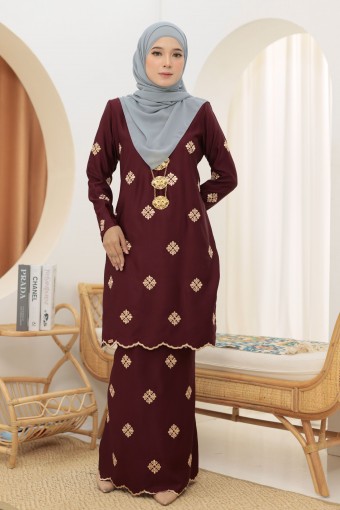 Songket Sulam Biku Maroon