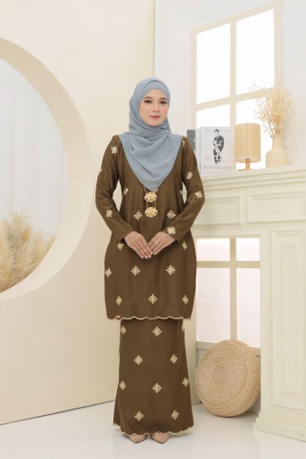 Songket Sulam Tabur Bintang Brown Gold