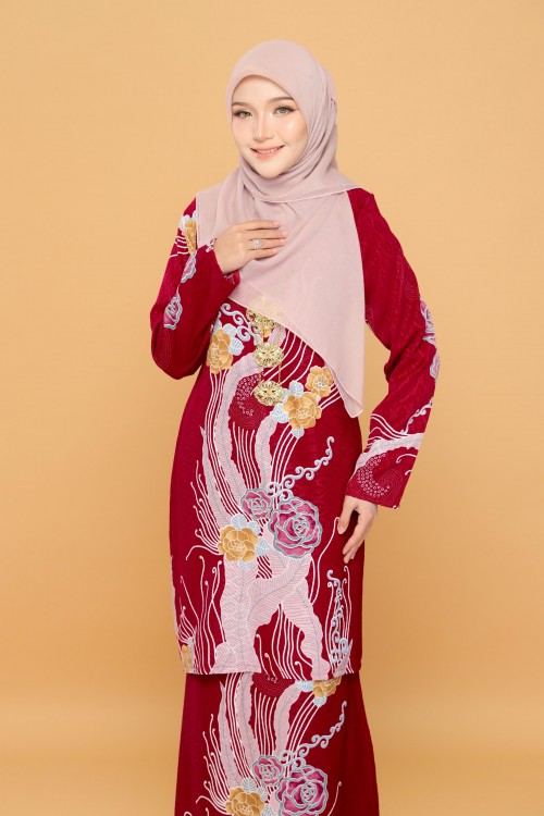 Mawar Batik Kurung Moden Maroon