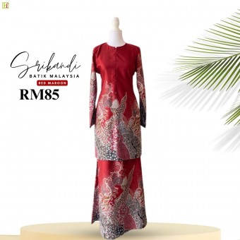 Srikandi Kurung Batik Malaysia Red Maroon