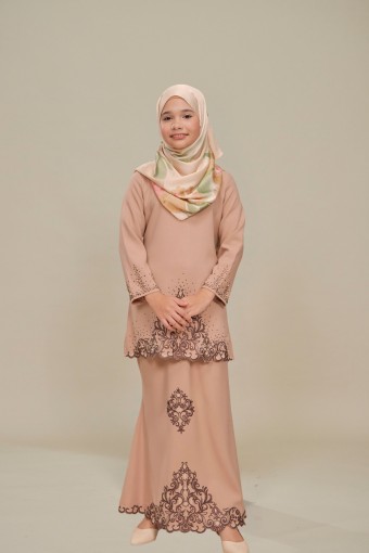 Raina Kurung Sulam Beige Sand Kids