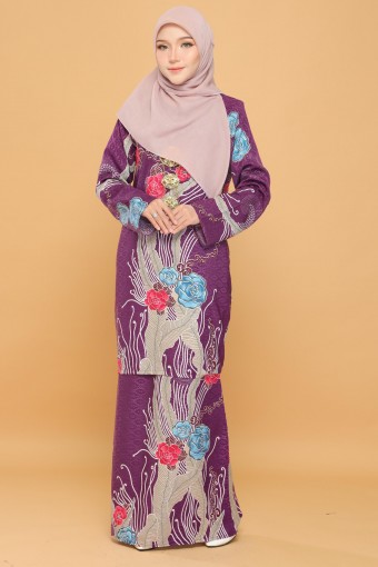 Mawar Batik Kurung Moden Dark Purple