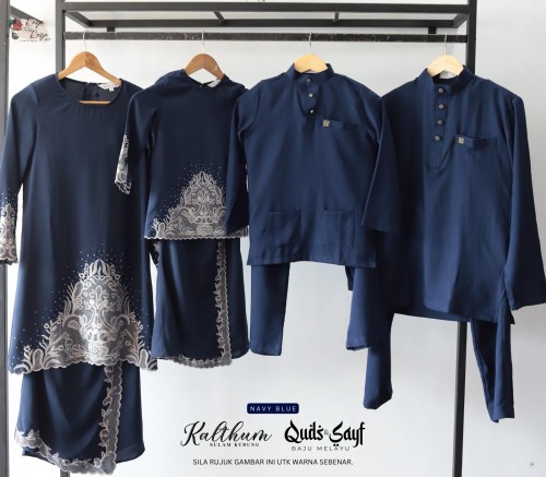 Kalthum Sulam Kurung Navy Blue