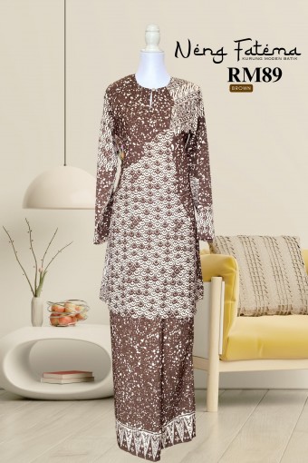 Neng Fatema Kurung Moden Batik Brown