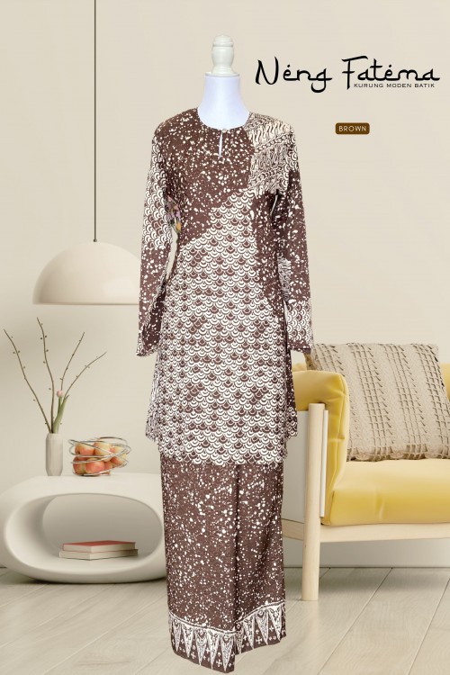 Neng Fatema Kurung Moden Batik Brown