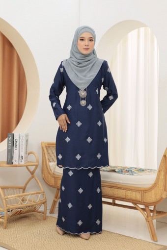 Songket Sulam Dokoh Navy Blue