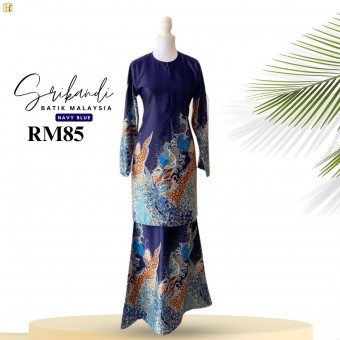 Srikandi Kurung Batik Malaysia Navy Blue