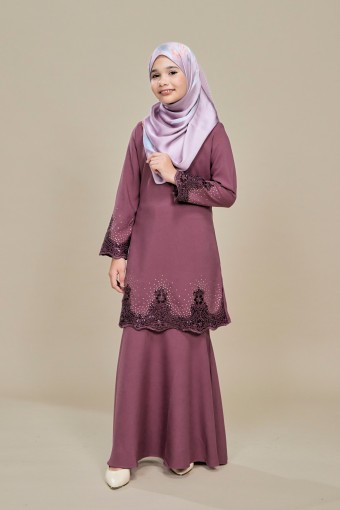 Allura Kurung Lace Lilac Kids