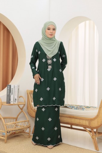 Songket Sulam Dokoh Emerald Green