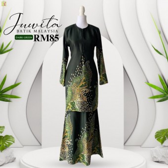 Juwita Kurung Batik Malaysia Dark Green
