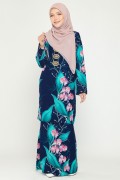 Orked Kurung Moden Batik Navy Blue