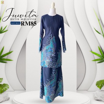 Juwita Kurung Batik Malaysia Navy Blue