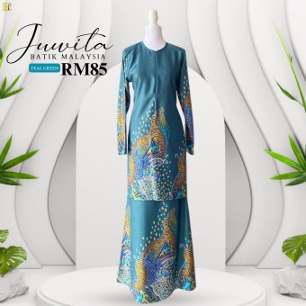 Juwita Kurung Batik Malaysia Teal Green