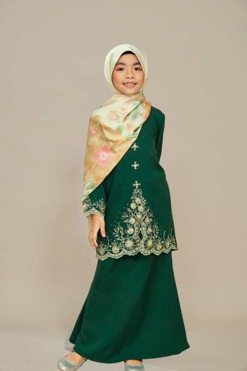 Melissa Sulam Kurung Kids Emerald Green