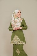 Raina Kurung Sulam Olive Green