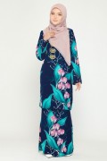 Orked Kurung Moden Batik Navy Blue