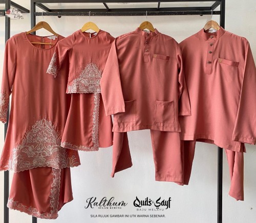 Kalthum Sulam Kurung Dusty Rose