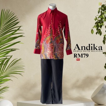 Andika Kemeja Batik Malaysia Red