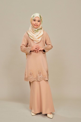 Allura Kurung Lace Beige Sand Kids