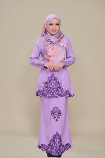 Raina Kurung Sulam Lavender Purple