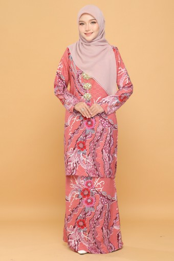 Rafflesia Kurung Moden Batik Dusty Rose