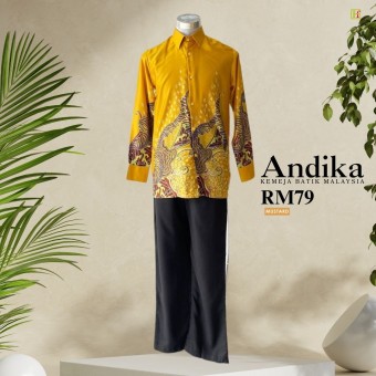 Andika Kemeja Batik Malaysia Mustard