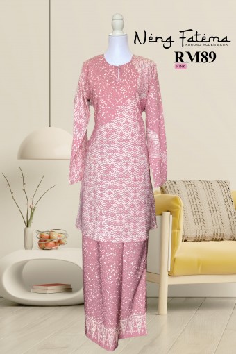 Neng Fatema Kurung Moden Batik Pink