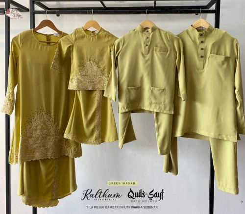 Kalthum Sulam Kurung Green Wasabi Kids