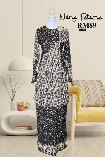 Neng Fatema Kurung Moden Batik Black