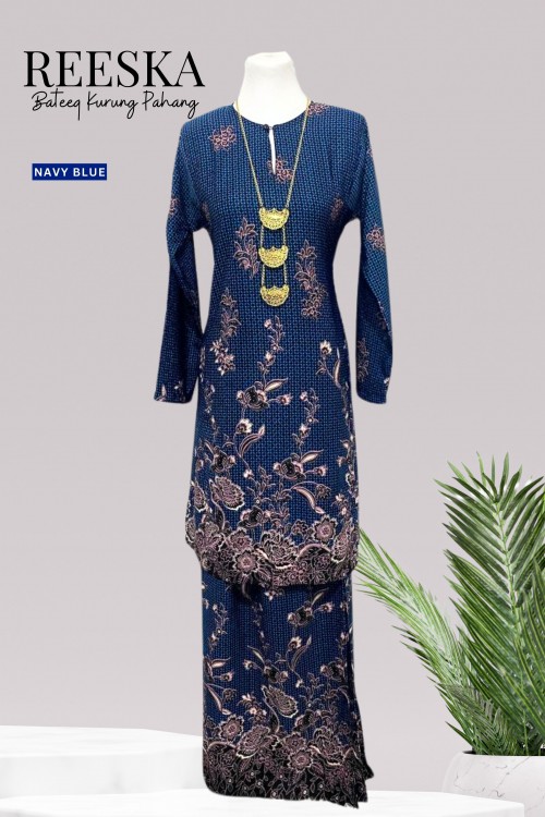 Reeska Batik Kurung Pahang Navy Blue