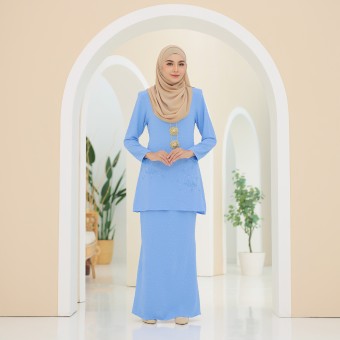 Tiffany Kurung Moden Ironless Light Blue