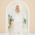 Tiffany Kurung Moden Ironless White