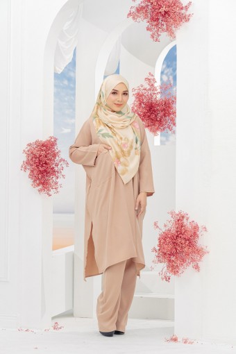 Khalilaa Kaftan Suit Nude
