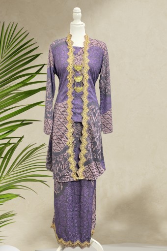 Kebarung Aynur Batik Sulam Lilac Purple